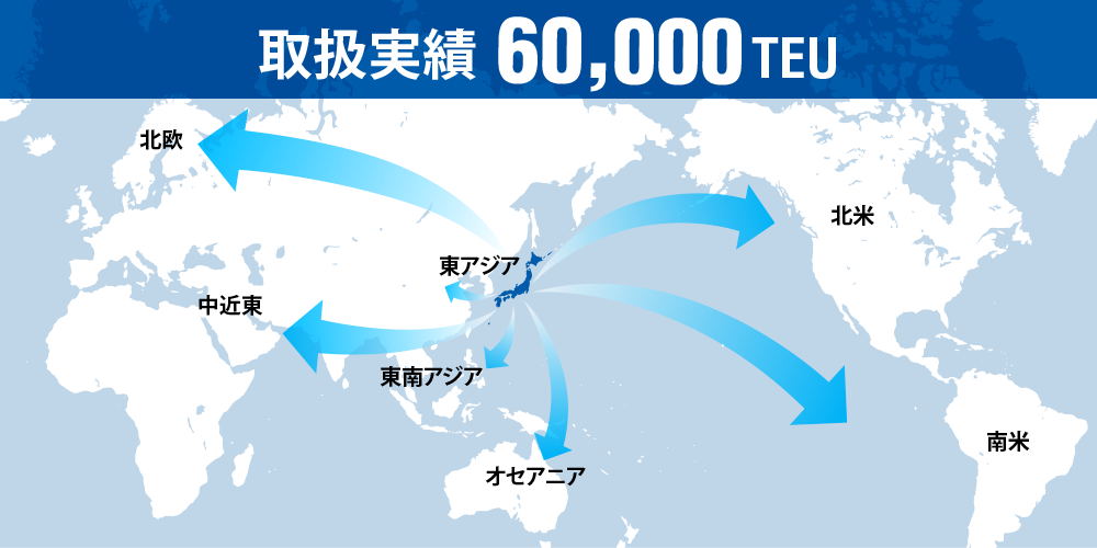 取り扱い実績60,000TEU